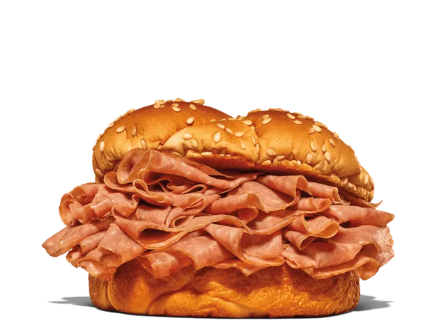 Arby&rsquo;s roast beef sandwich, one of the items on the Arby&rsquo;s allergen menu
